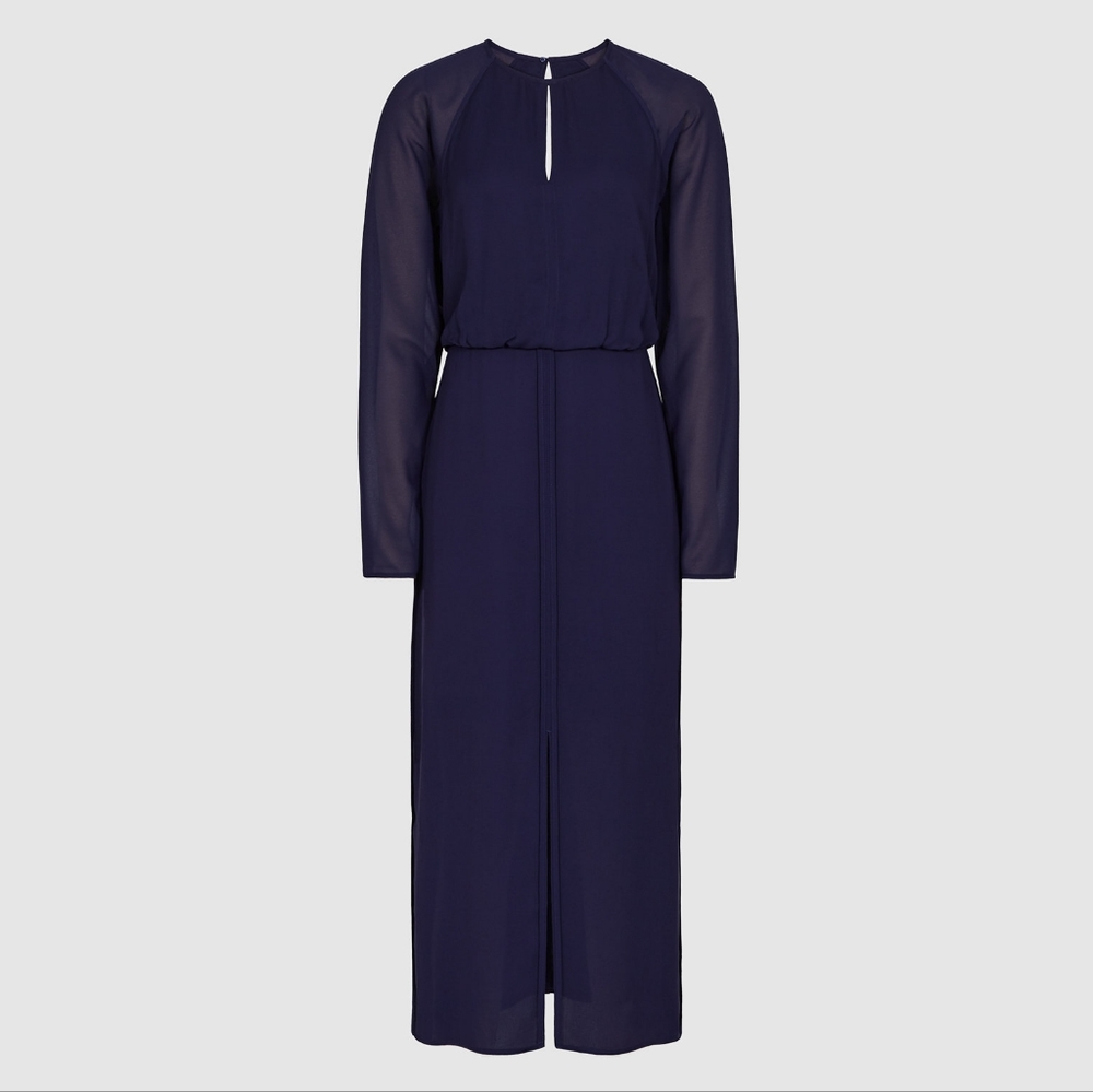 NWT REISS | $425 Mylee Midi Chiffon Dress - Picture 8 of 9